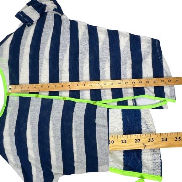 Rue 21 Navy & White Striped Drop Shoulder Sweater Split Tail 3/4 Sleeves Large - Picture 9 of 11